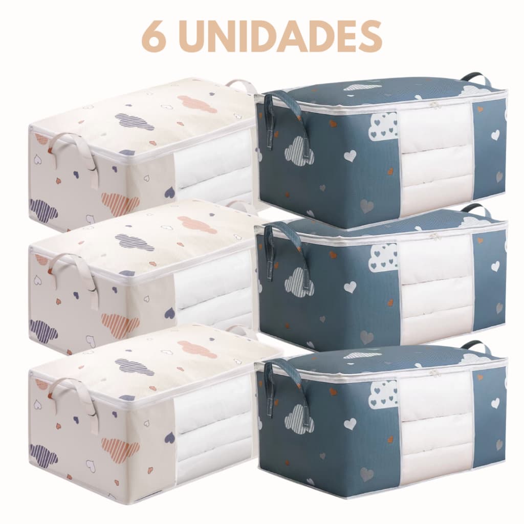 6 UNIDADES Caixa Saco Organizador Cobertor Casaco Guarda Roupa Ecológico Anti-Poeira Multiuso. BC-121