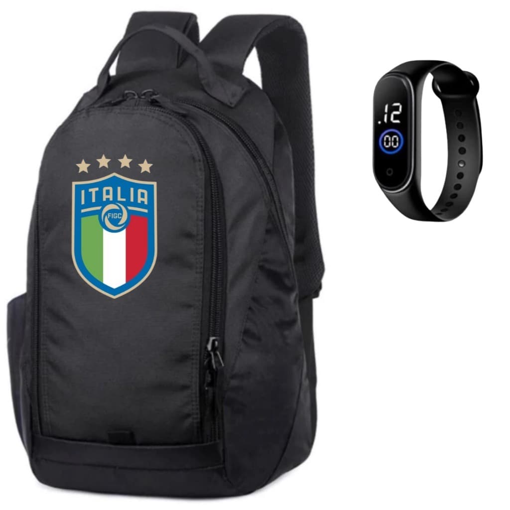 Mochila Seleções Copa Do Mundo Escolar com Porta Tablet e Garrafinha +  Relógio M4 Resistente a Água 02 MP