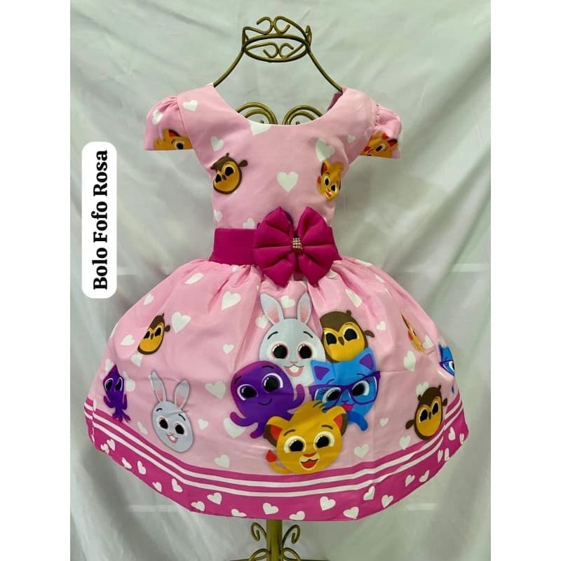Vestido Temático Infantil Aniversários festas Bolo fofo