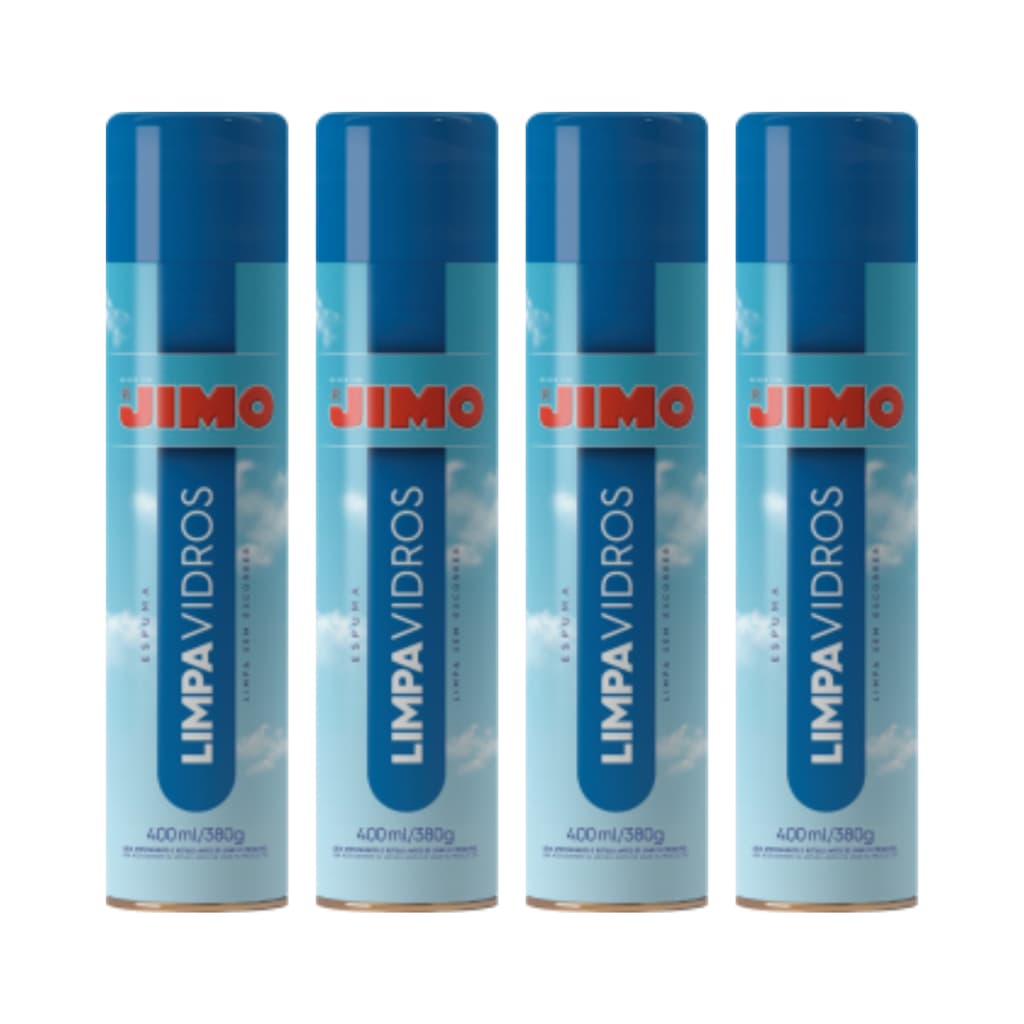 Limpa Vidros JIMO 400ml Brilho Intenso Limpeza Sem Marcas - Kit com 4