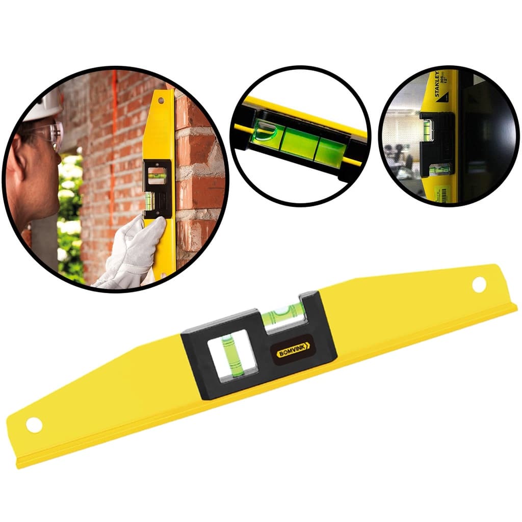 Nivel De Mão Aluminio Com 2 Bolhas Base Magnetica 40-60CM Trapeziodal BOMVINK