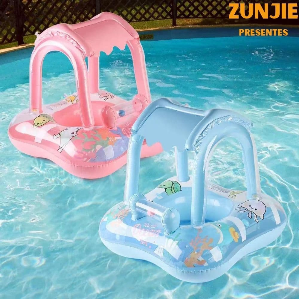 Boia Bebe Com Cobertura Modelo Carrinho Para Piscina Praia