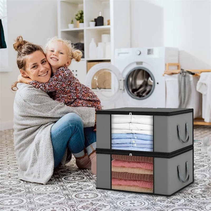 kit com 4 Caixa Organizadora Tecido Dobrável Roupa Brinquedo Quarto Sala Escritório 24, 66, 100 Lts