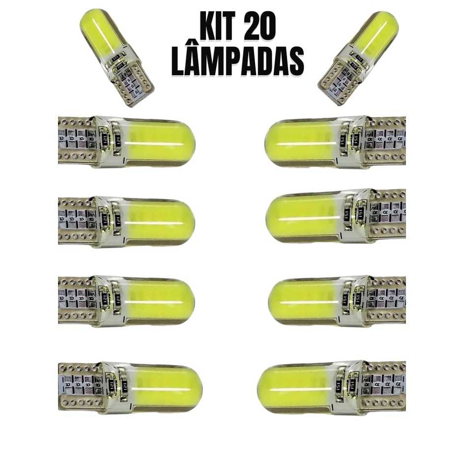 Kit 20 Lâmpadas Super Led Pingo 8000k T10 Para Veículos