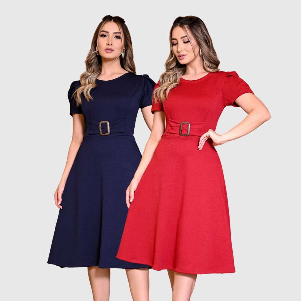 Kit 2 Vestidos Rodado Feminino Confortável Plus Size