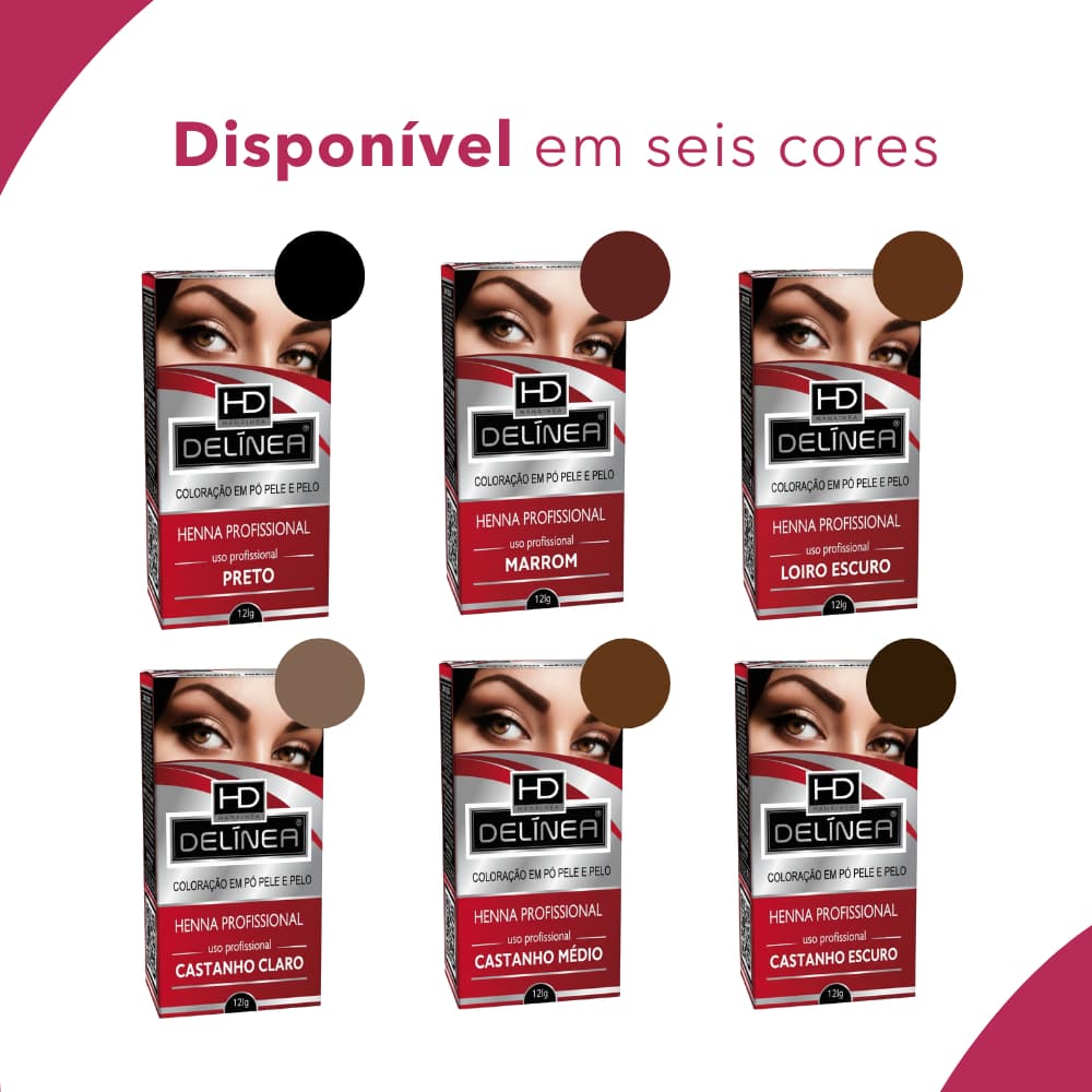 Kit Henna Delinea para Sobrancelhas Profissional 1.25GR e Solução 10ml Tom Natural
