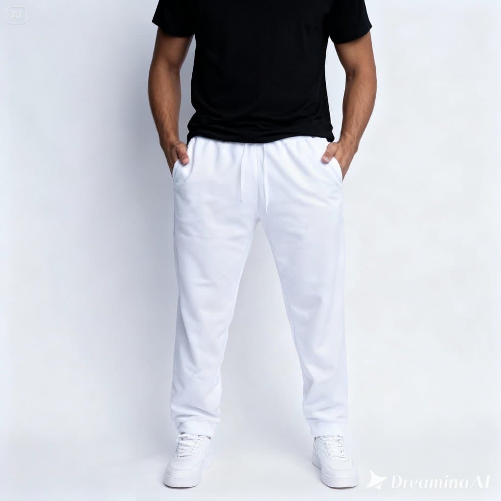 Calça Branca Chimpa- Uniforme, padrão, básica com bolso, sem cordão