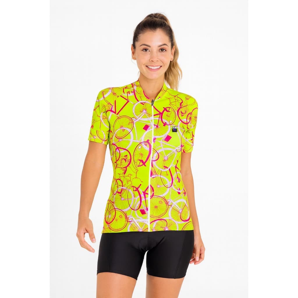 Camiseta de Ciclismo Feminina Márcio May Funny Neon Bike