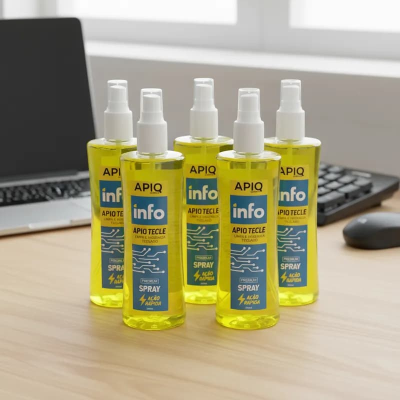 Spray Limpador De Teclado E Mouse 300 ML Apiq Info Tecle Kit 5 Unidades