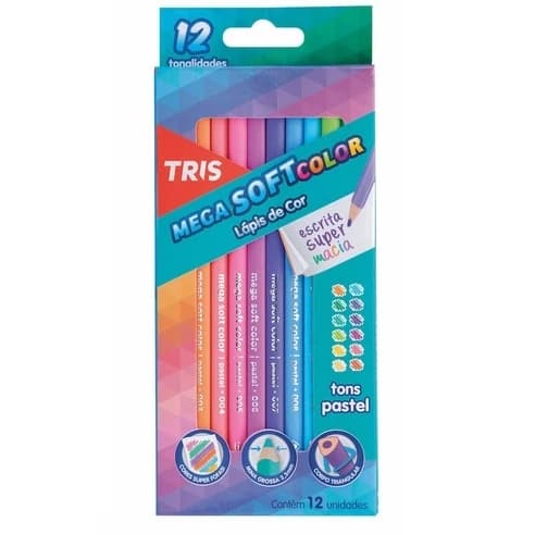 caixa lapis cor Tris  com 12 tons pastel + cixa lapis cor School Basic 12 originais lacrados escrita super macia top