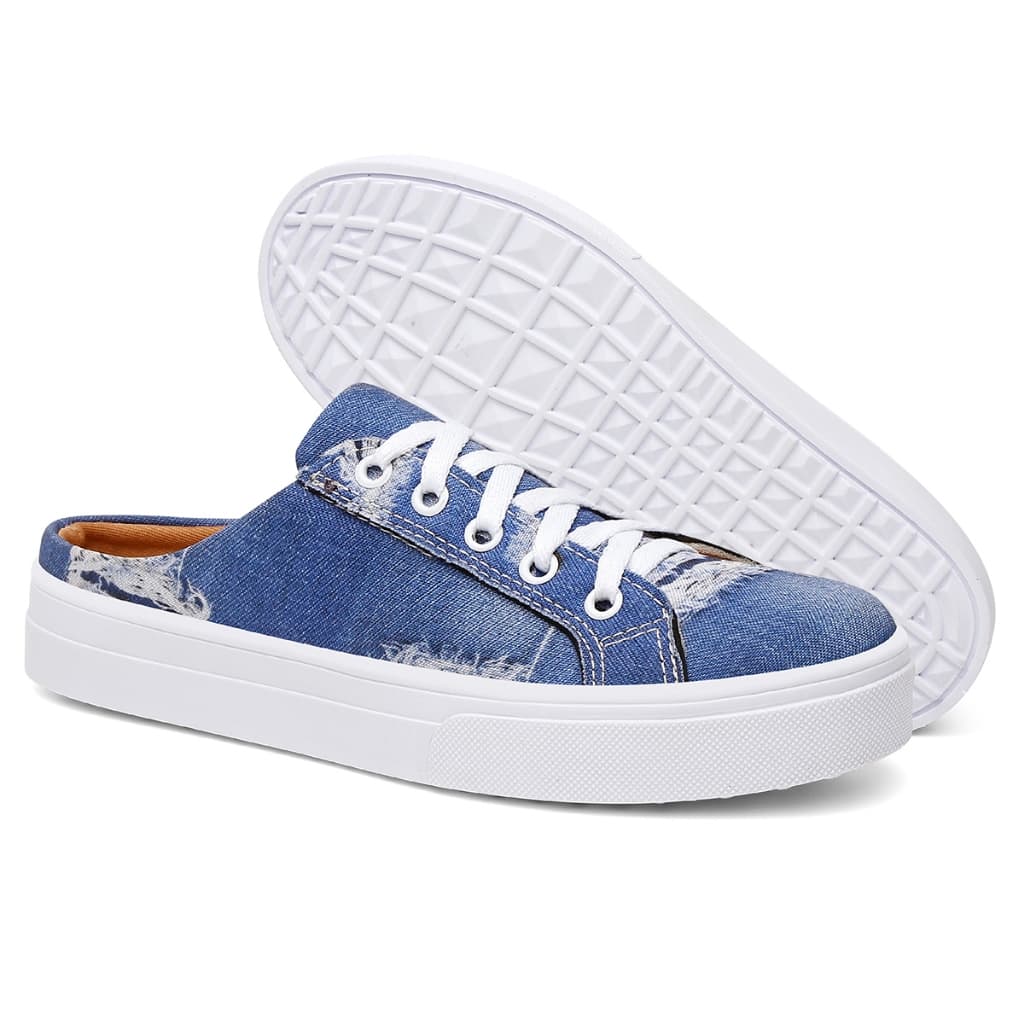 Tenis Mule Feminino Confortável Casual Social Slip On Estampado Floral Delicado