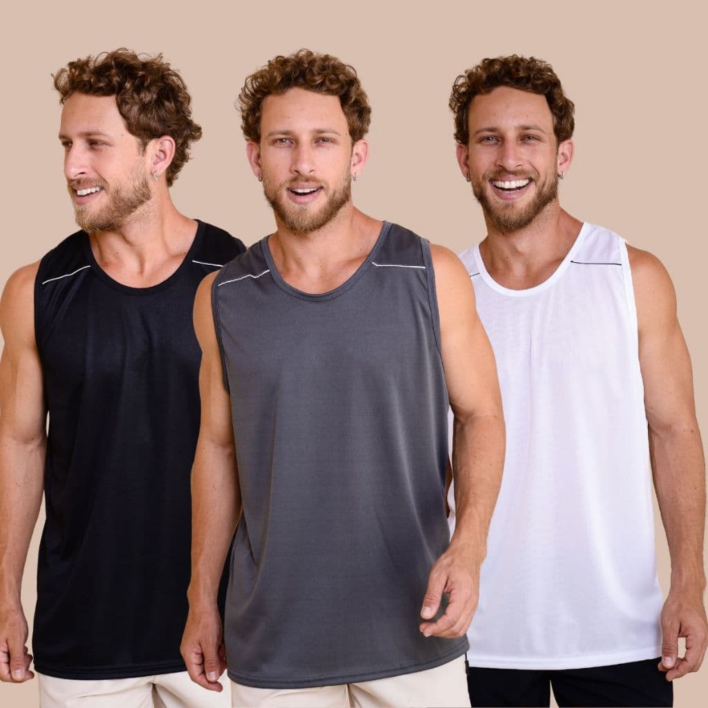Kit 3 Regatas-Camisetas Masculina Basico Lisa Dry-Fit  Casual-Academia Treino Tam M ao GG