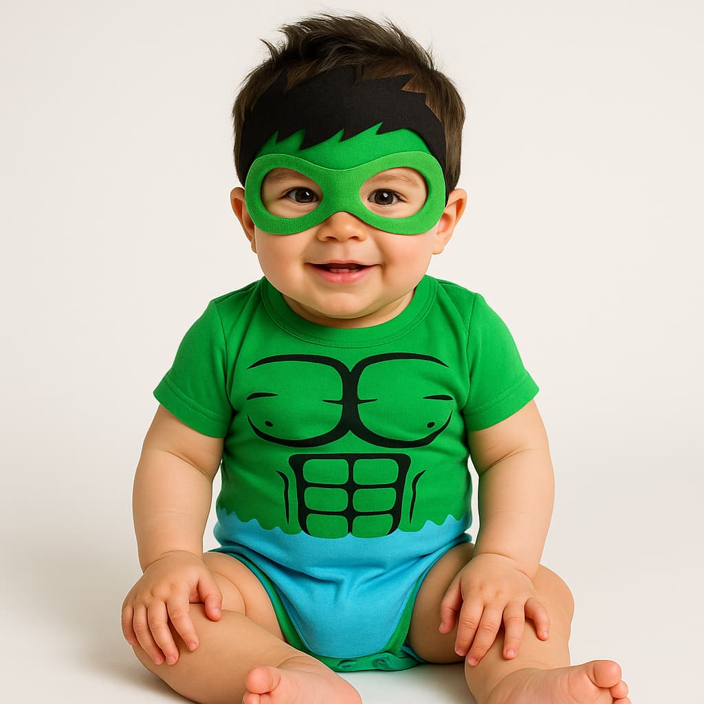 Body Bebê Infantil Menino Mêsversário Temático Hulk Super Confortável Promoção