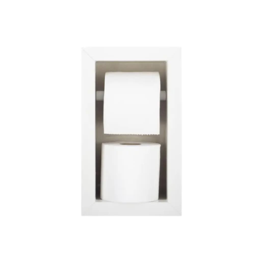 Nicho Porta Papel Higiênico Bege Borda Aluminio Branca Embutir Banheiro