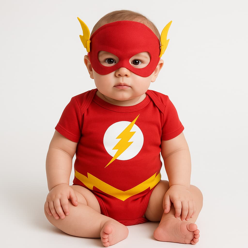 Body Bebê Infantil Menino Mêsversário Temático Flash Super Confortável Promoção