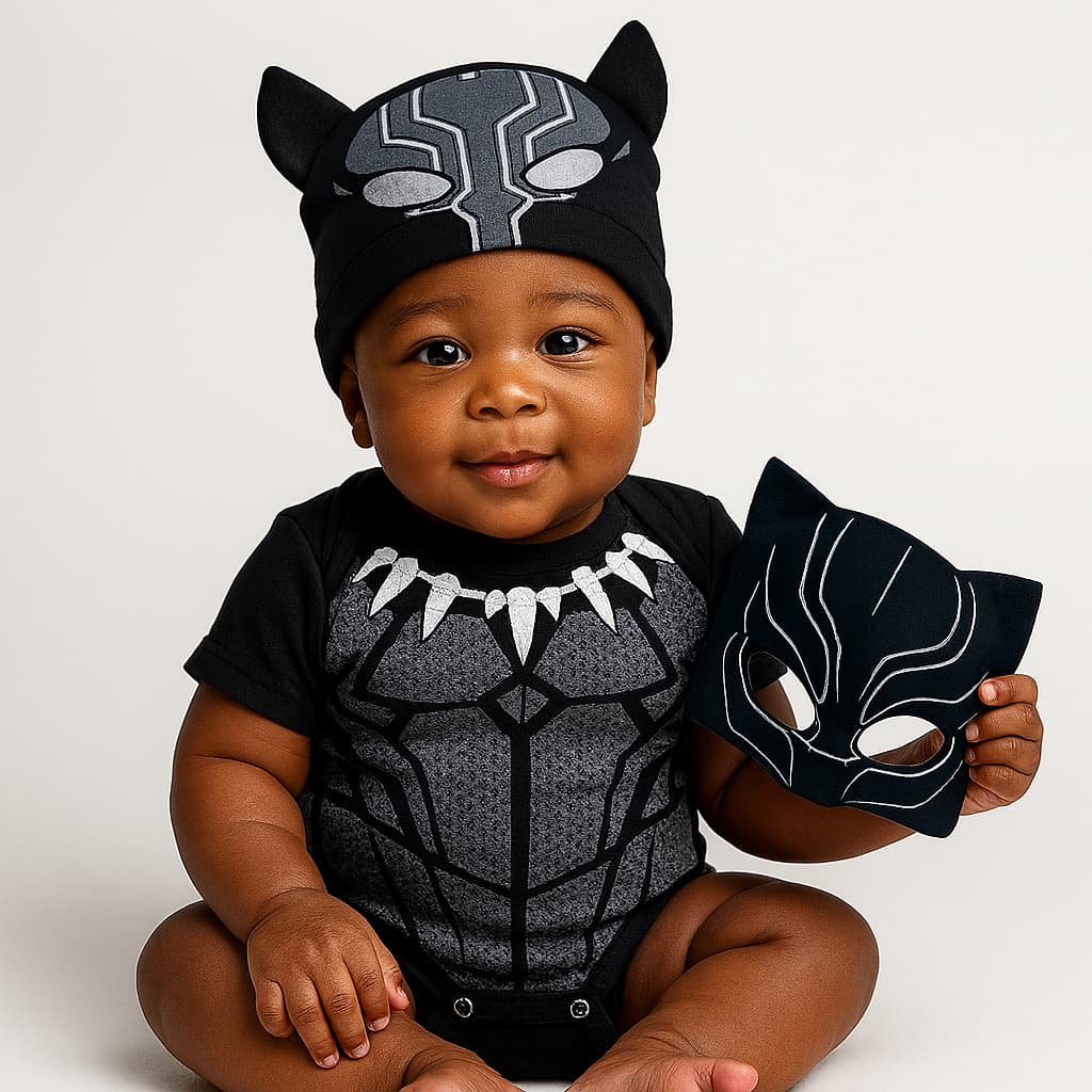 Body Bebê Infantil Menino Mêsversário Temático Pantera Negra Super Confortável Promoção