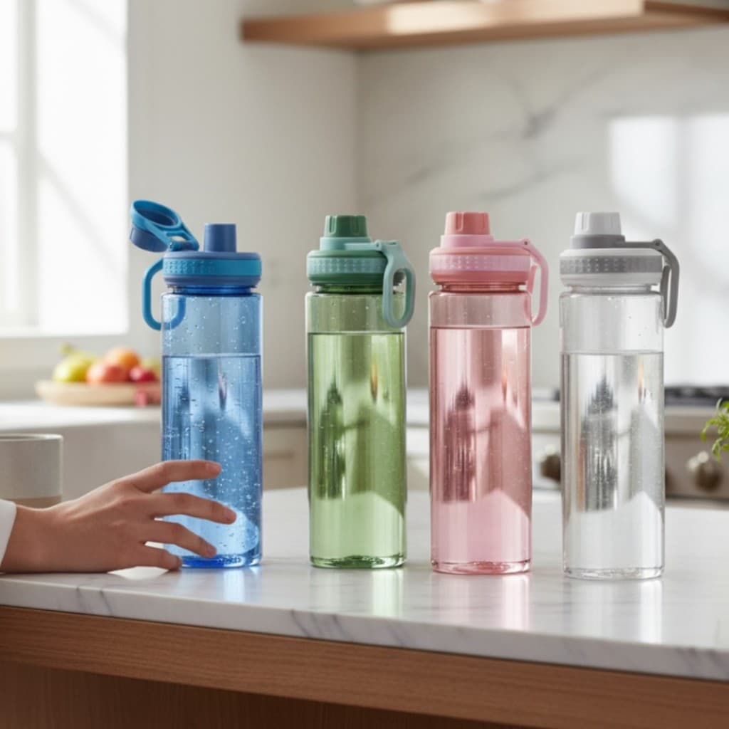 Garrafa de Água 750ml com Alça – Plástica, Leve, Ideal para Academia, Trabalho e Fitness