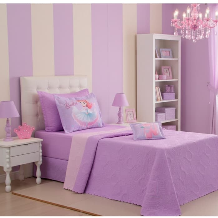Kit Cobre Leito DIVINA BAILARINA Infantil Colcha Solteiro Matelado DUPLA FACE 04 Peças Promoção !