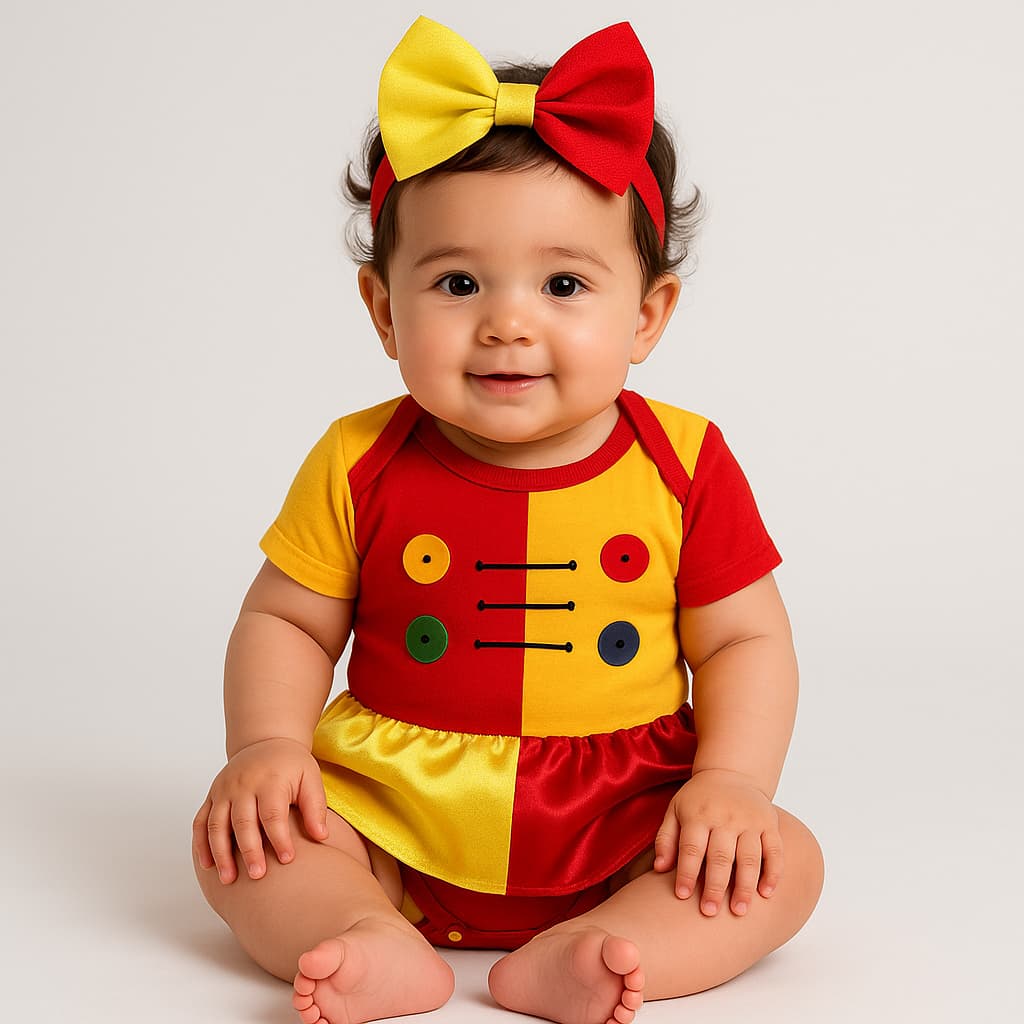Body Bebê Infantil Menina Mêsversário Temático Emília Super Confortável Promoção Fantasia para Menina