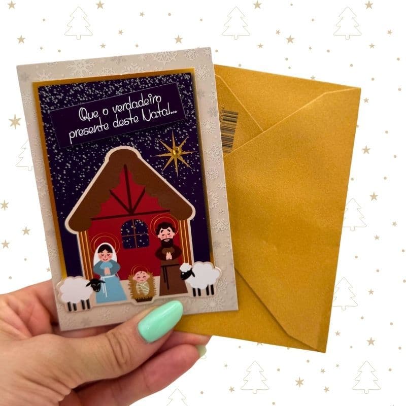Cartão de Natal Pequeno com Envelope | Mensagens Natalinas | 15X11