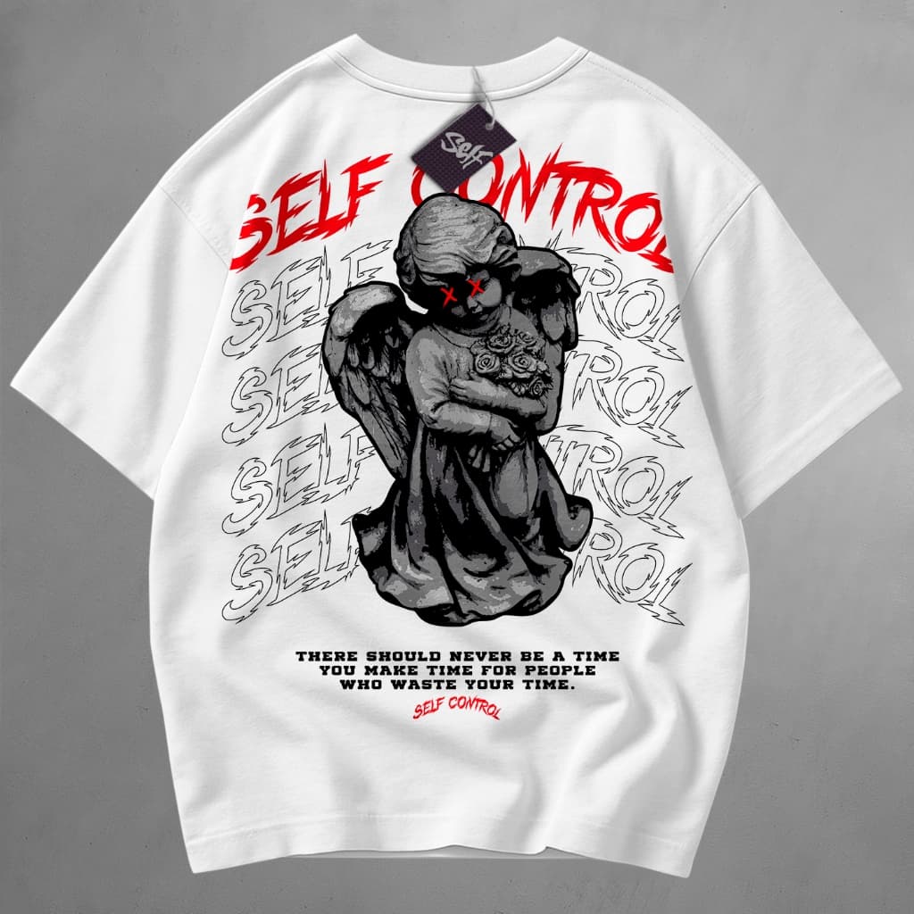 Camiseta Self Control Anjo Olhos Vermelhos Drop 11 Arte Registrada StreetWear Casual Urban Camisa