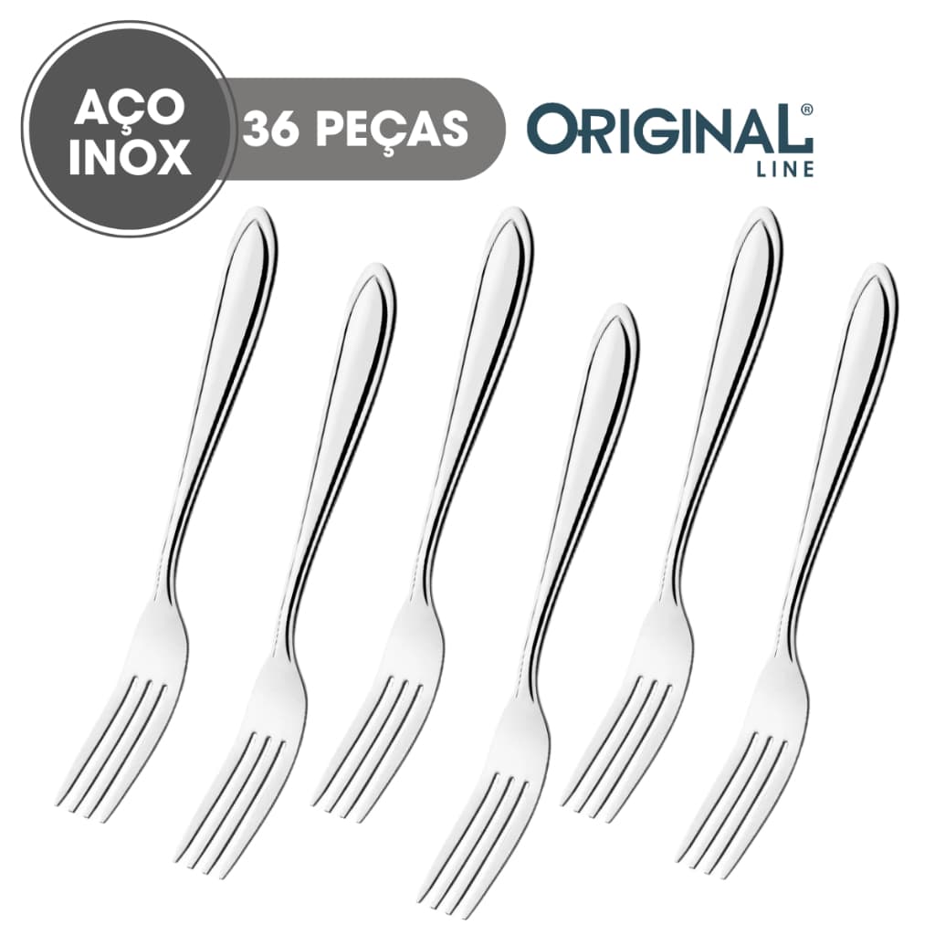 Kit 36 Garfos de Sobremesa Aço Inox América Orgiinal Line Restaurante Padaria Buffet