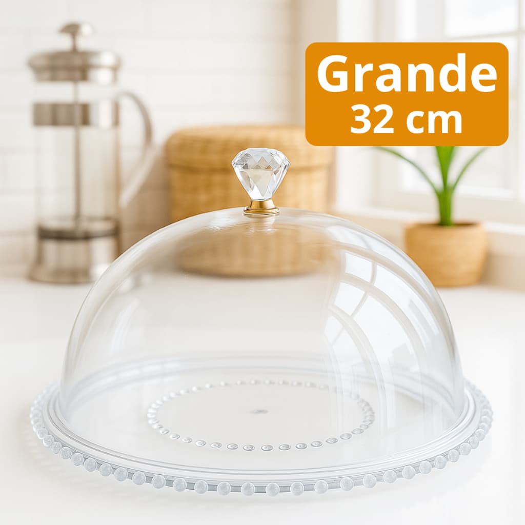 Boleira Redonda Com Tampa Transparente Bolinha Acrílico Prato de Bolo Grande Armazenar Bolo Queijo