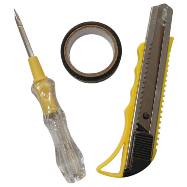 Kit Chave de Fenda 3" + Estilete + Fita Isolante Ferramenta