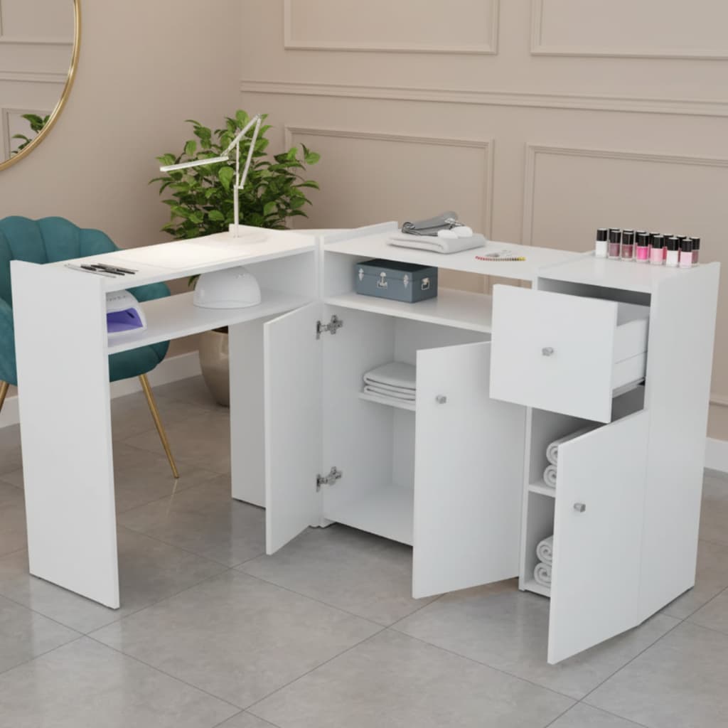 Mesa De Manicure L Completa Com Gavetas E Portas Grande