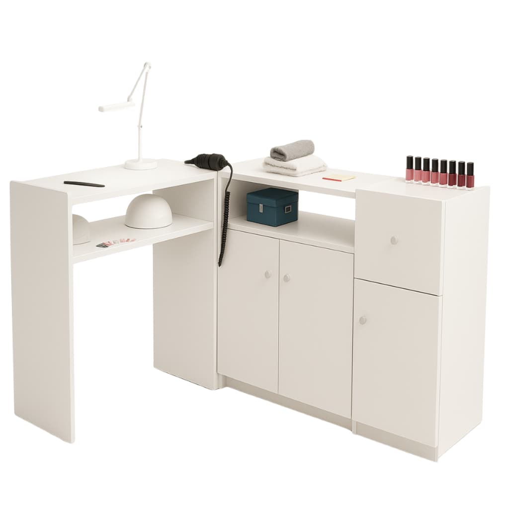 Mesa Manicure Em L Completa Profissional Moderno Designer Minimalista Para Salão De Beleza E Spa