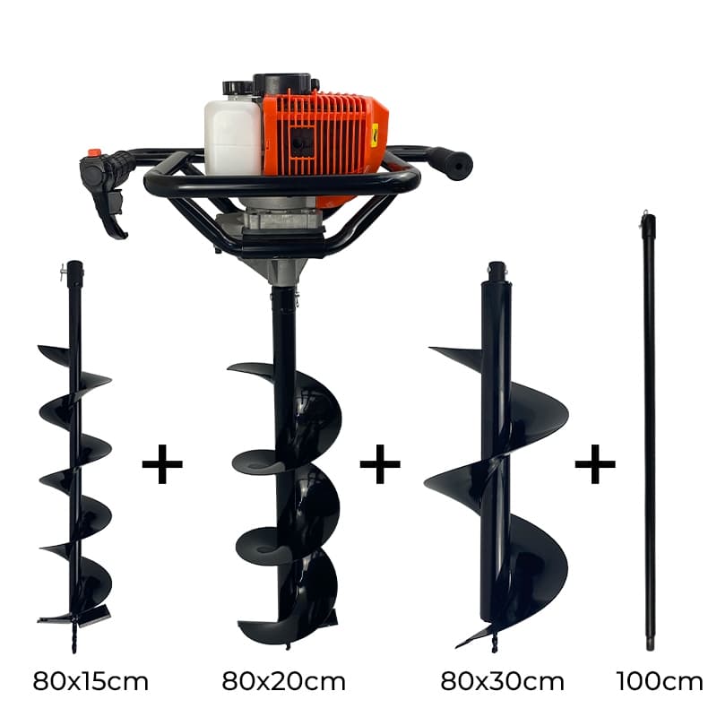 Kit Perfurador de Solo 52cc a Gasolina 2,5HP com Brocas e Extensor Carbon Fak
