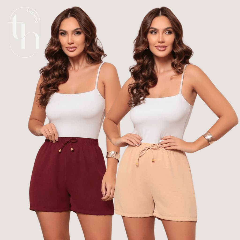 Kit 2 Shorts Feminino Básico Duna Confortável Verão Fresco