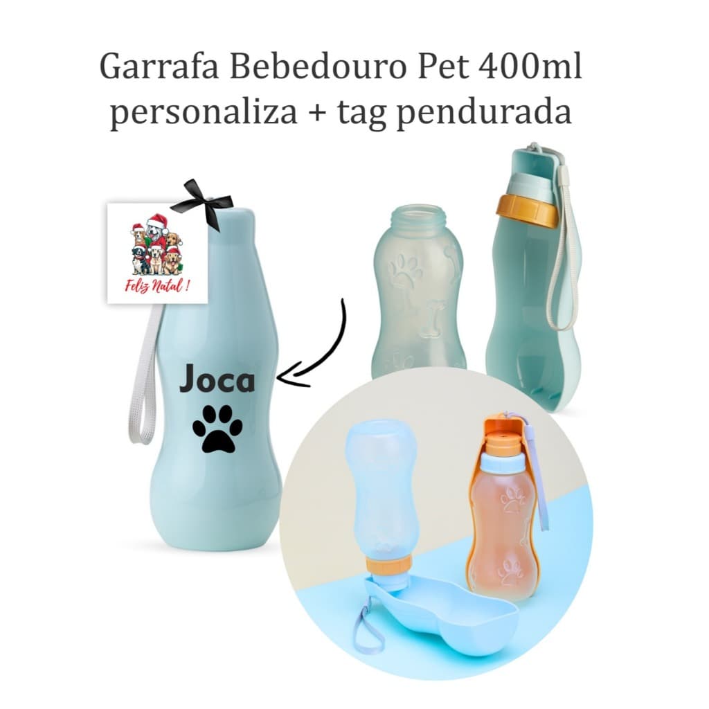 Garrafa Bebedouro Pet 400ml COM NOME DO SEU PET
