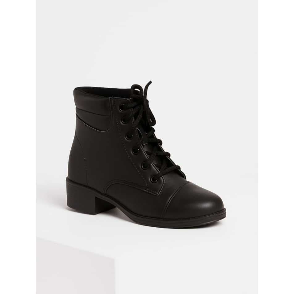 Bota Coturno Feminino Cano Salto Baixo Cadarço Casual Básico salto 3 cm
