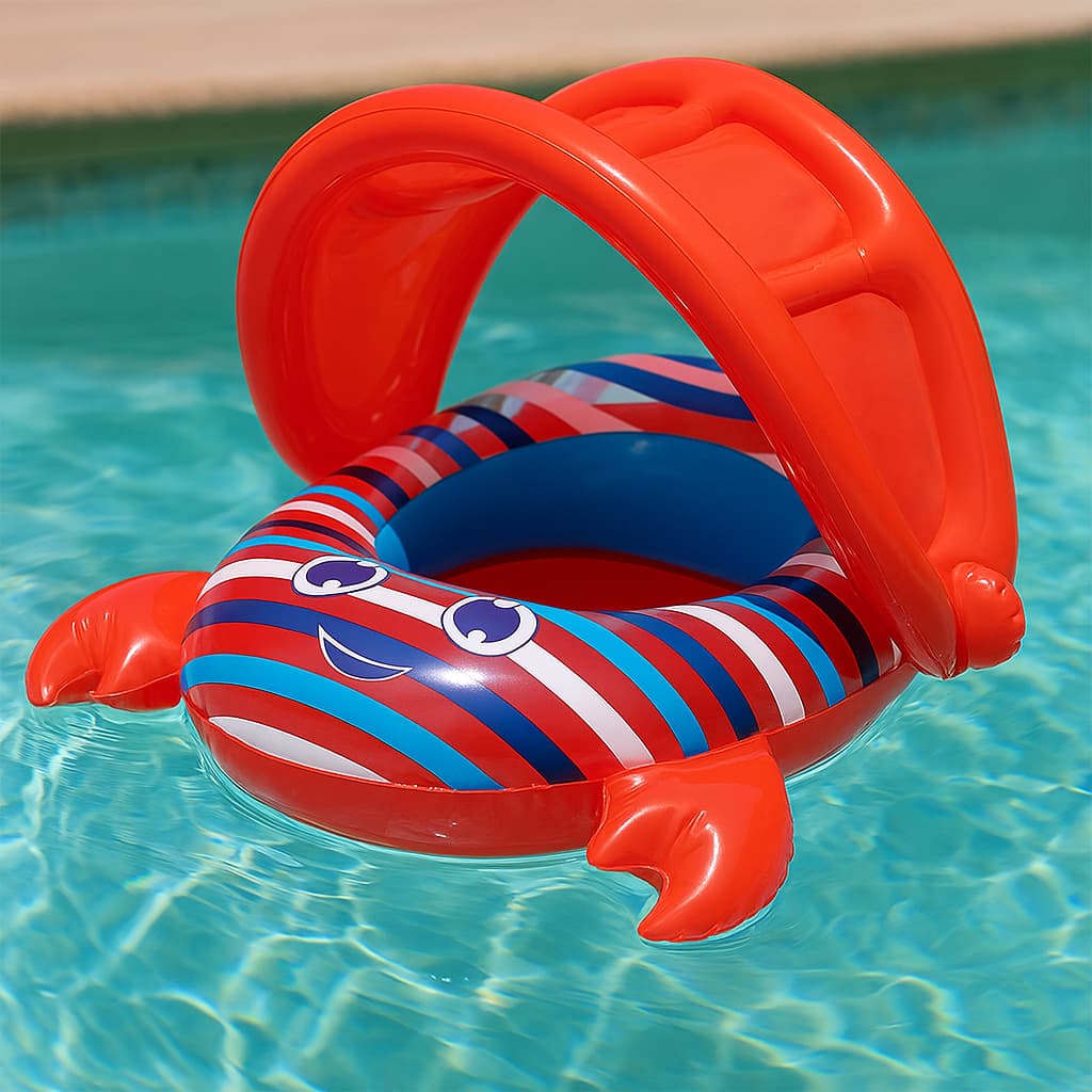 Bote Infantil Boia Bebe Segurança Piscina Praia 6-18 Meses Modelo Caranguejo Redondo Pvc Verão