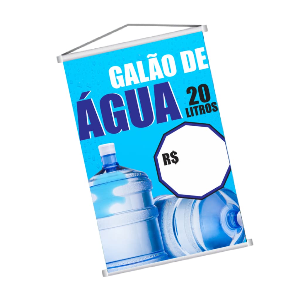 Banner Galão de Água Bastão e Corda 300g Impressão em Alta Qualidade Arte Pronta Envio Imediato