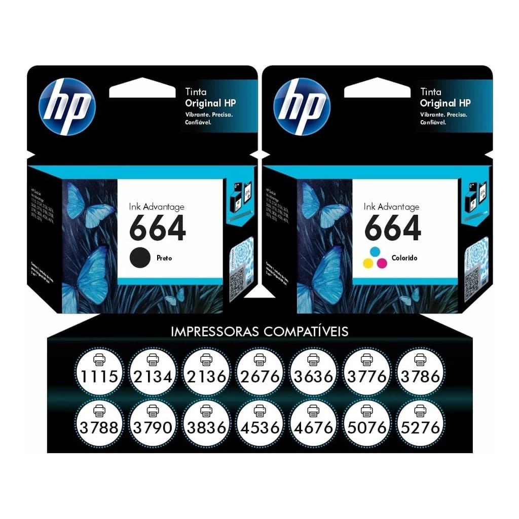 CARTUCHO DE TINTA HP 664 PRETO E/OU COLOR ORIGINAL