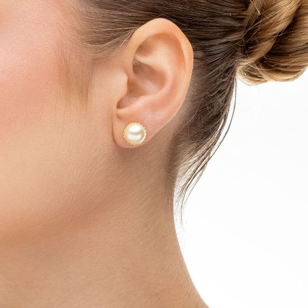 Brinco Pérola Dourado Banhado A Ouro 18k