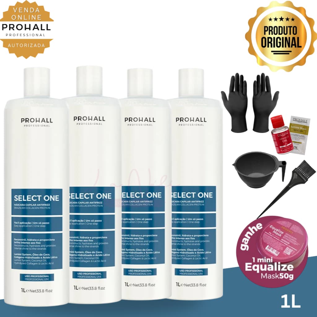 4 Select One Prohall 1L Progressiva Antifrizz Alinhamento Capilar