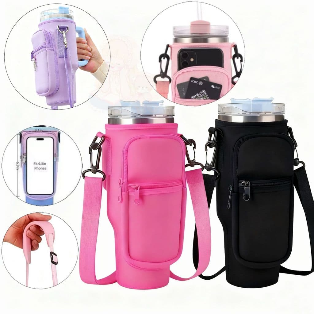 Bolsa Porta-garrafas De Água Compatível Com Copo 40oz 1,2 Litro Para Celular Chaveiro Com Alça De Ombro Ajustável