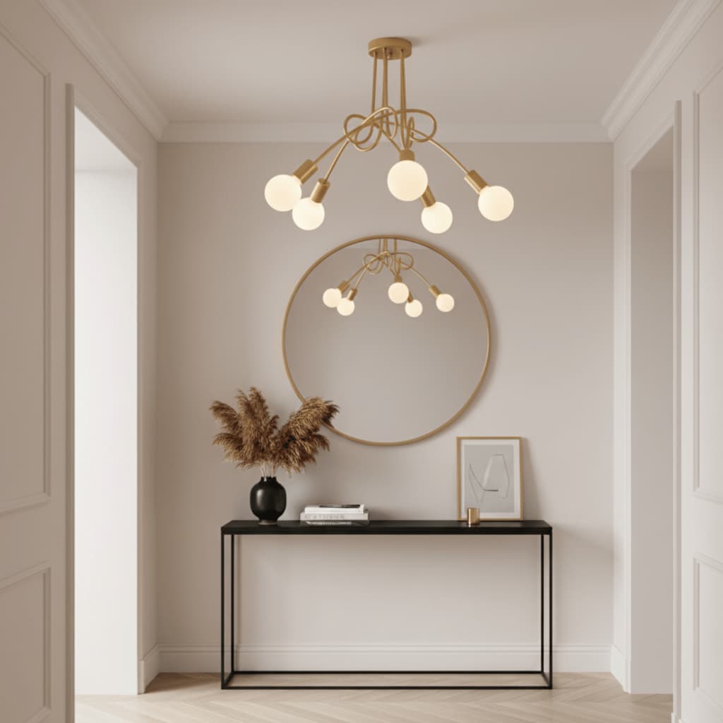 Luminária de Teto Plafon Sputnik Assimétrico Laço 5 Lampadas sala salão cozinha quarto