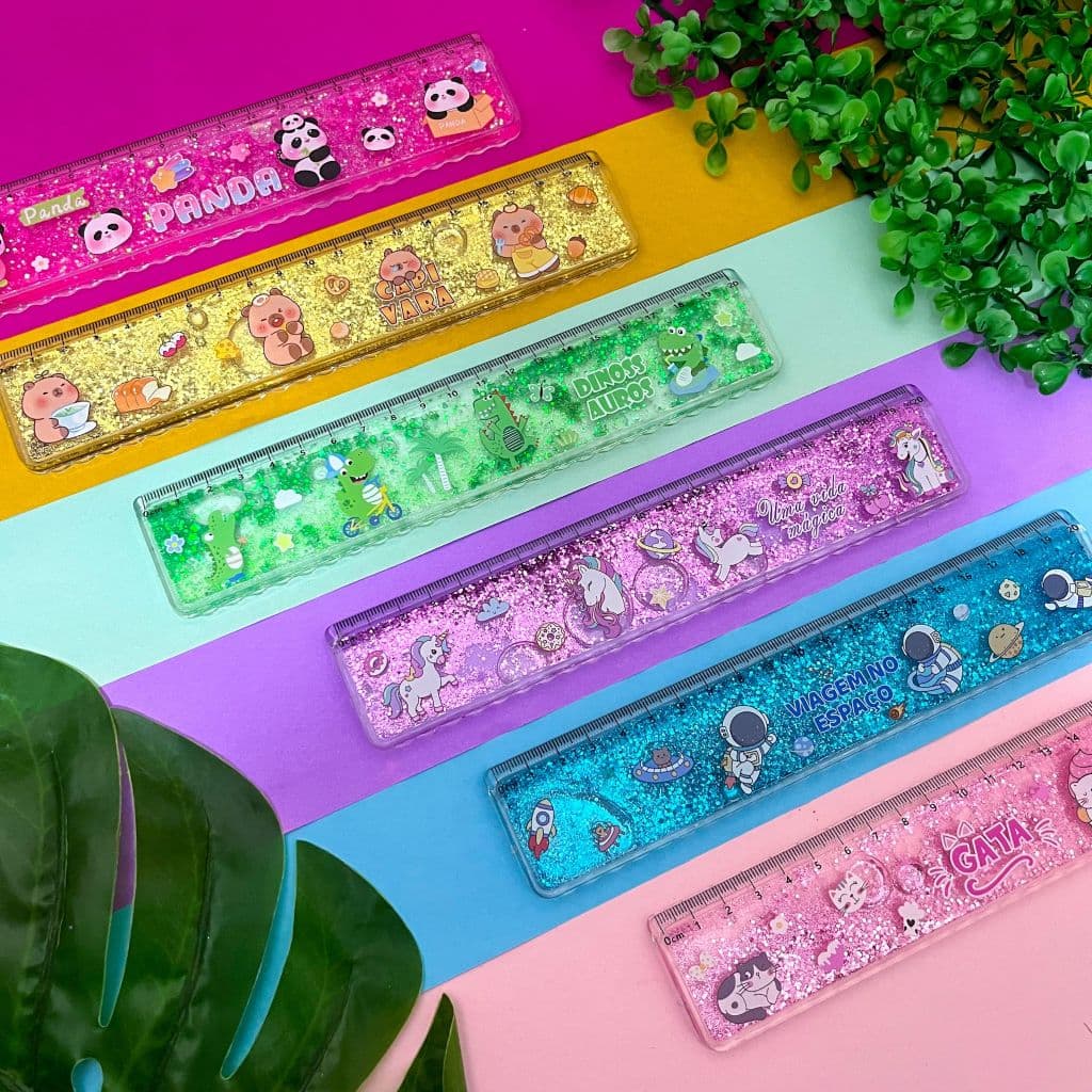 Régua Plástica 20cm  com Glitter - Interponte