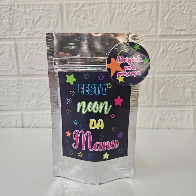 Saquinho Festa Neon Personalizados /Lembrancinha de festa Personalizada/Personalizados Festa Neon