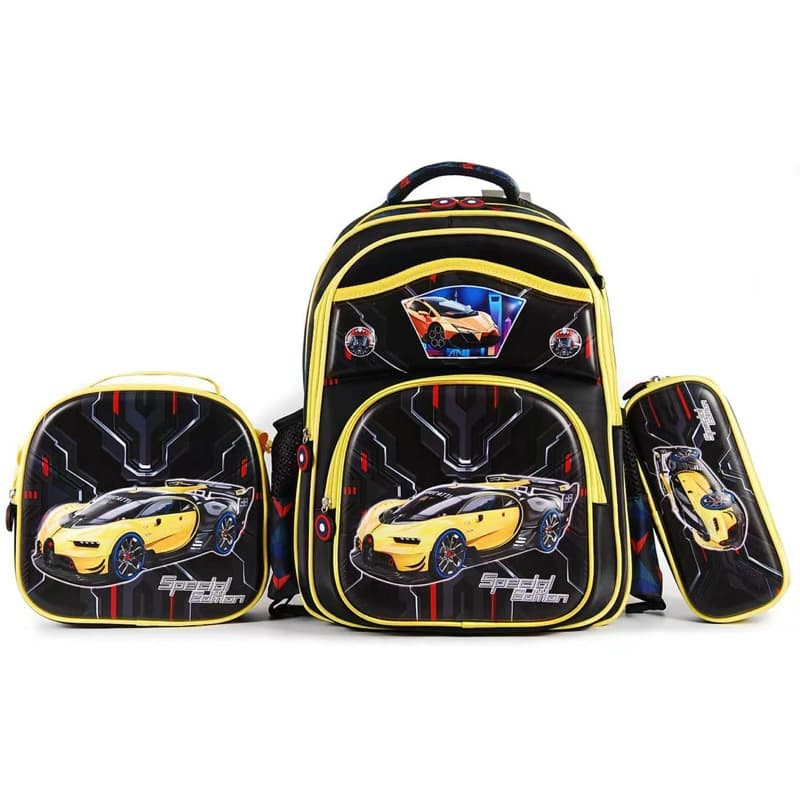 Mochila Escolar Infantil 3 em 1 com Lancheira e Estojo – Meninas e Meninos – 41x32x20cm – Desenhos Coloridos e Divertido
