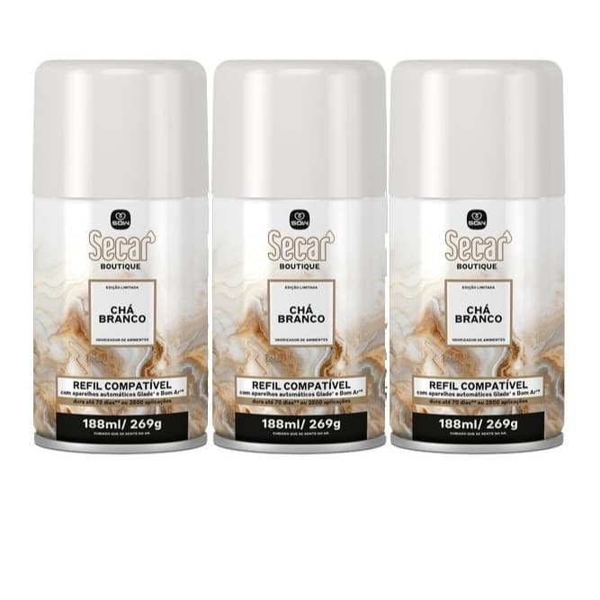 Refil Secar Odorizador Automatic Compativel Glade e Bom ar Secar Boutique - Chá Branco 269ml