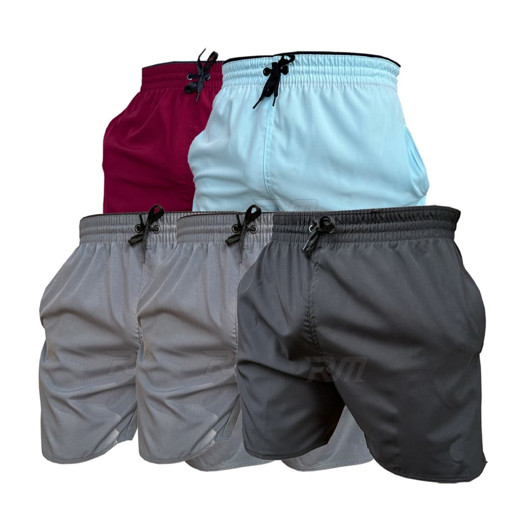 Kit 5 Shorts Elastano Treino Praia Liso Corrida Academia Mauricinho
