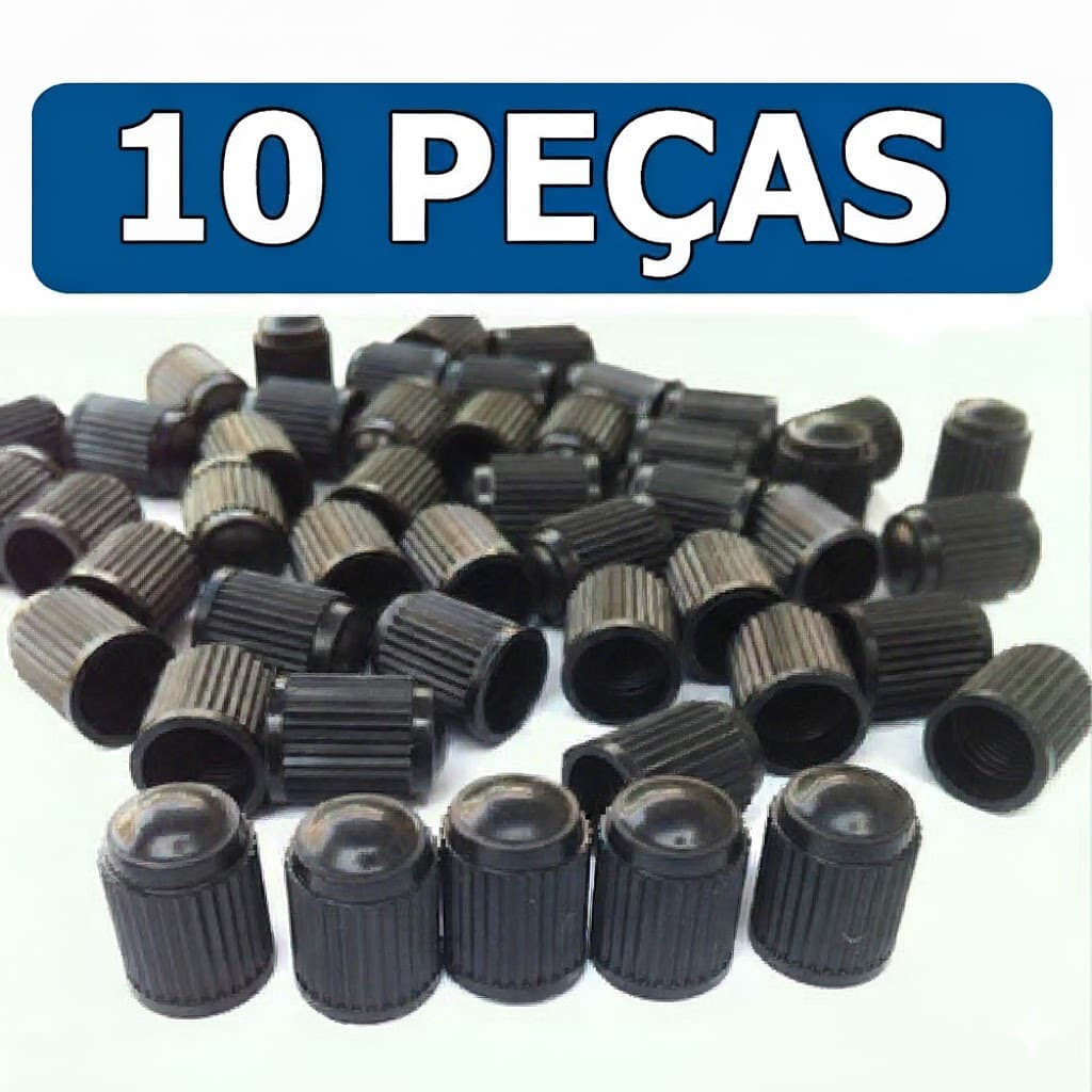 Kit 10 - Tampinha Bico Pneu Carro Moto Bicicleta - Tampa Plástica - Válvula