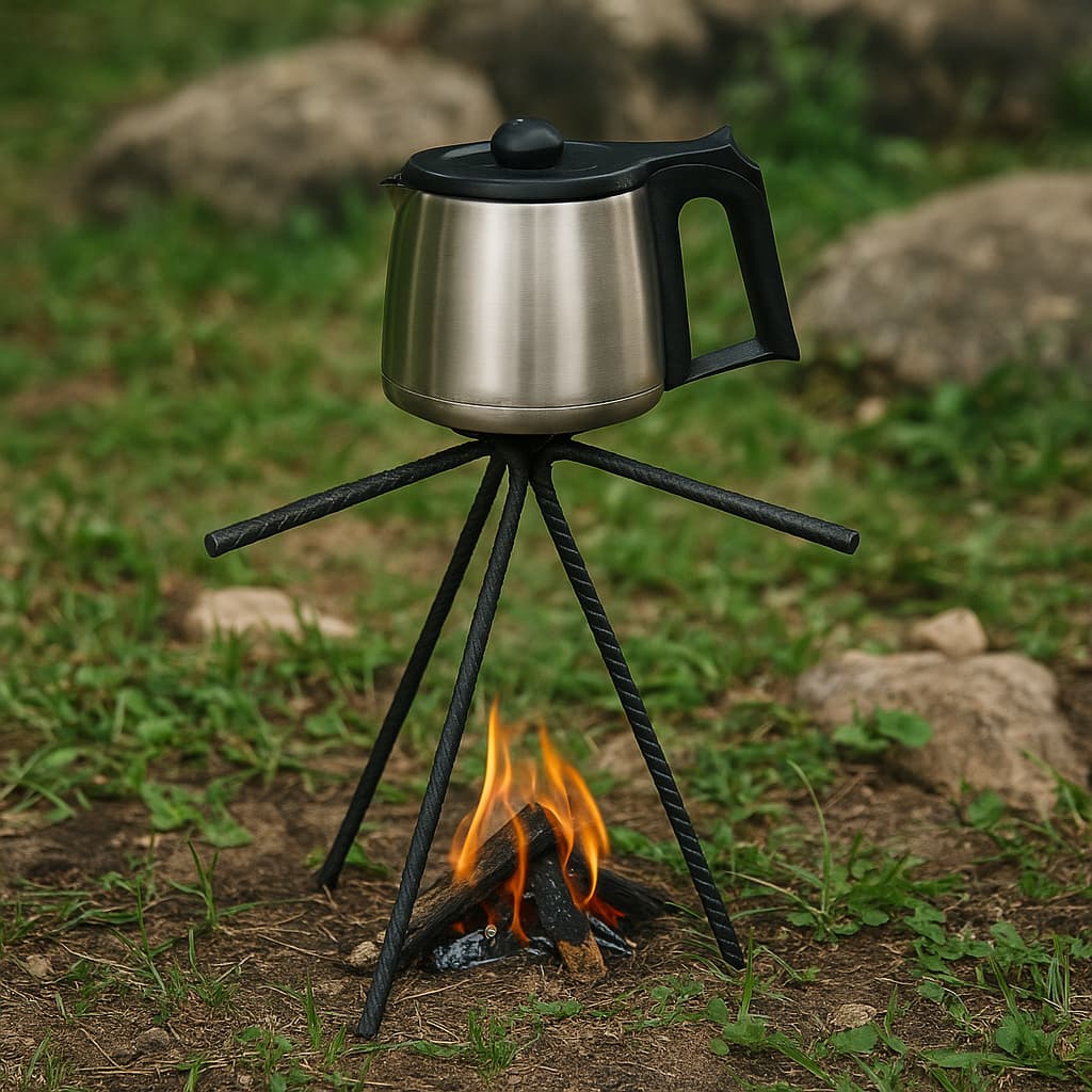 Fogareiro Portátil de Ferro para Camping e Trilha – Suporte para Churrasco, Pesca, Chaleiras