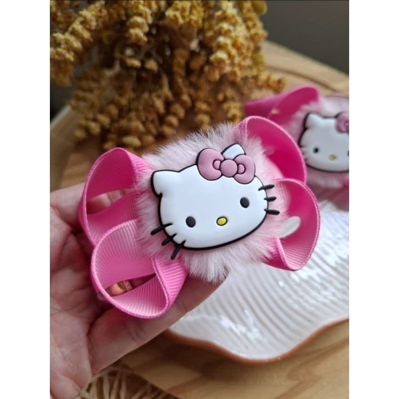 Laço de cabelo menina Hello Kitty cor de rosa  Xuxinha rabicó Hello kitty com tererê