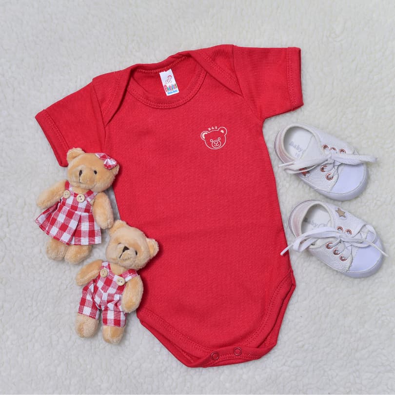 Body Infantil Manga Curta Suedine 100% Algodão Menino e Menina Estampado Confortável